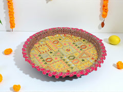 Phulkari Handcrafted Thaal - Yellow