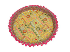 Phulkari Handcrafted Thaal - Yellow