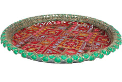 Phulkari Handcrafted Thaal - Maroon