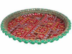 Phulkari Handcrafted Thaal - Maroon