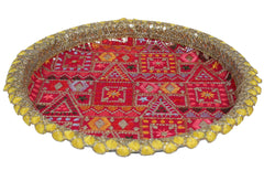 Phulkari Handcrafted Thaal - Rani Pink