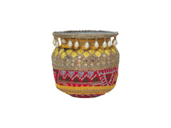 Phulkari Handcrafted Lota - Rani Pink