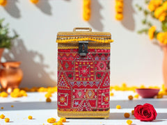 Phulkari Steel Square container - Rani pink