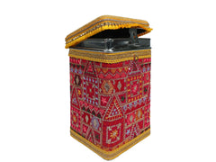 Phulkari Steel Square container - Rani pink