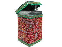 Phulkari Steel Square container - Maroon