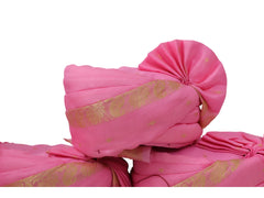Pink Baraati Pagdi with Golden Border
