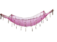 Pink Net & Hanging Beaded Tassels Bridal Entry Chadar