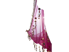 Pink Net & Hanging Beaded Tassels Bridal Entry Chadar