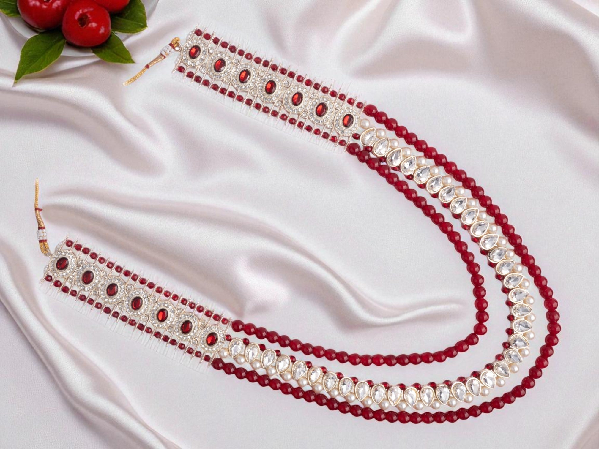 Princely Kundan Stone Groom’s Mala - Red