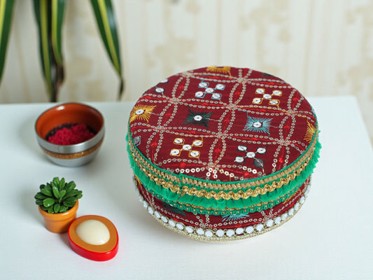 Rajwada Handcrafted Laddoo Box - Maroon