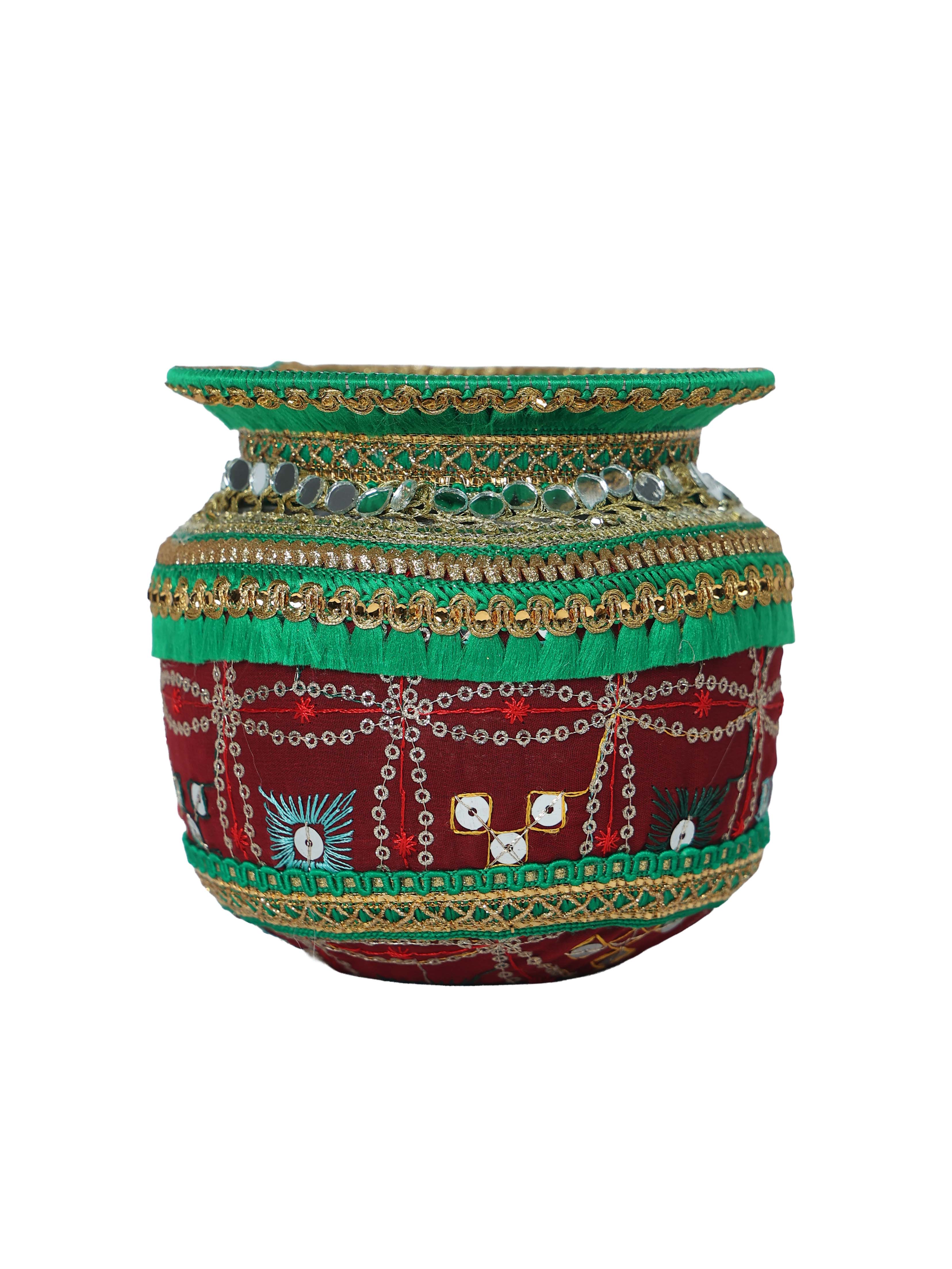 Rajwada Handcrafted Decorated Lota - Maroon