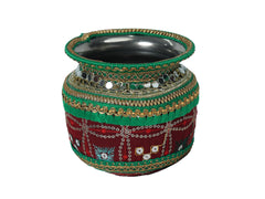 Rajwada Handcrafted Decorated Lota - Maroon