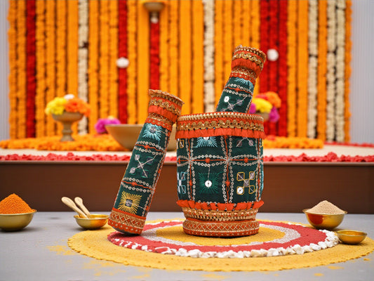 Rajwada Handcrafted Okhal Musal - Green