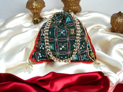 Rajwada Handcrafted Potli - Green - Image 1