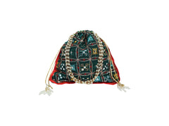 Rajwada Handcrafted Potli - Green - Image 2