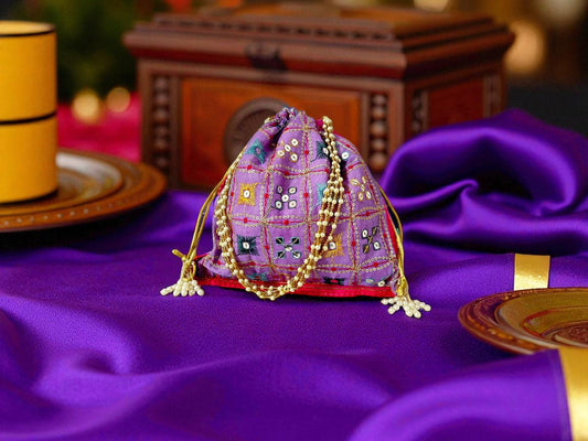 Rajwada Handcrafted Potli - Lavender - Image 1
