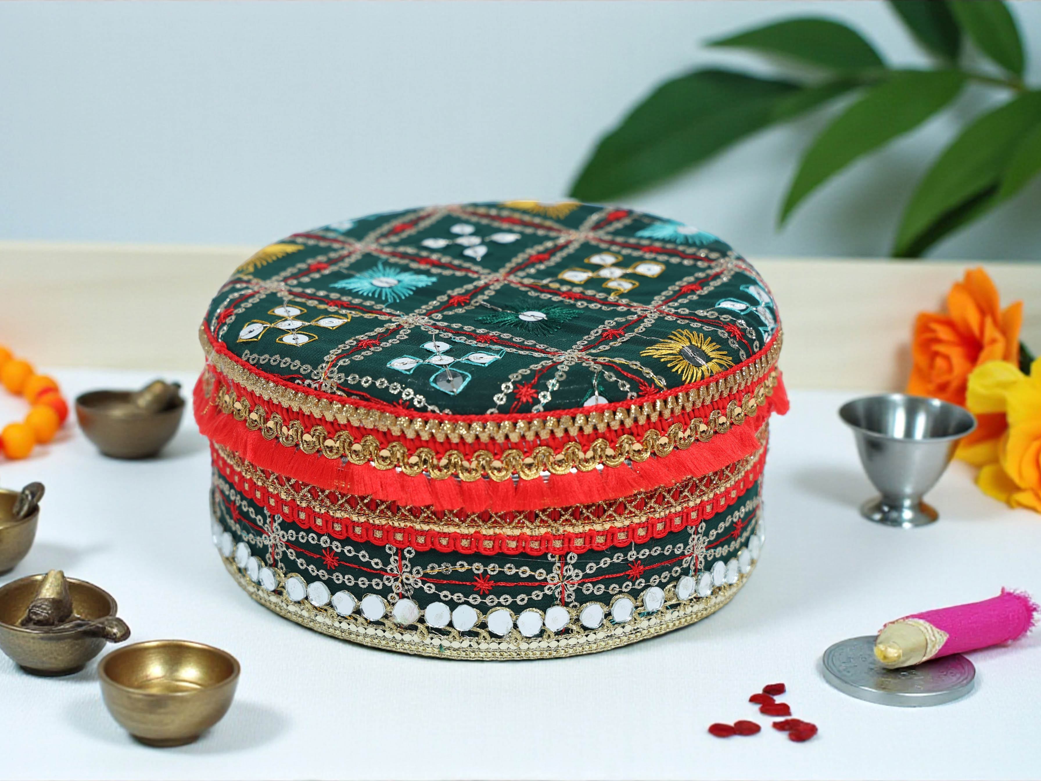 Rajwada Handcrafted Laddoo Box - Green