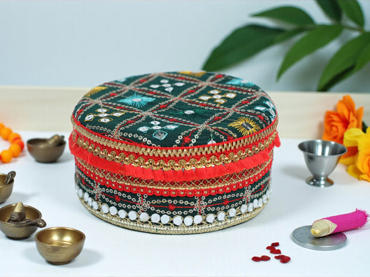 Rajwada Handcrafted Laddoo Box - Green