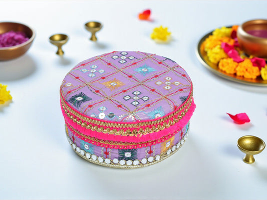 Rajwada Handcrafted Laddoo Box - Lavender