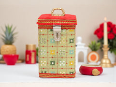 Rajwada Handcrafted Square Container - Pista