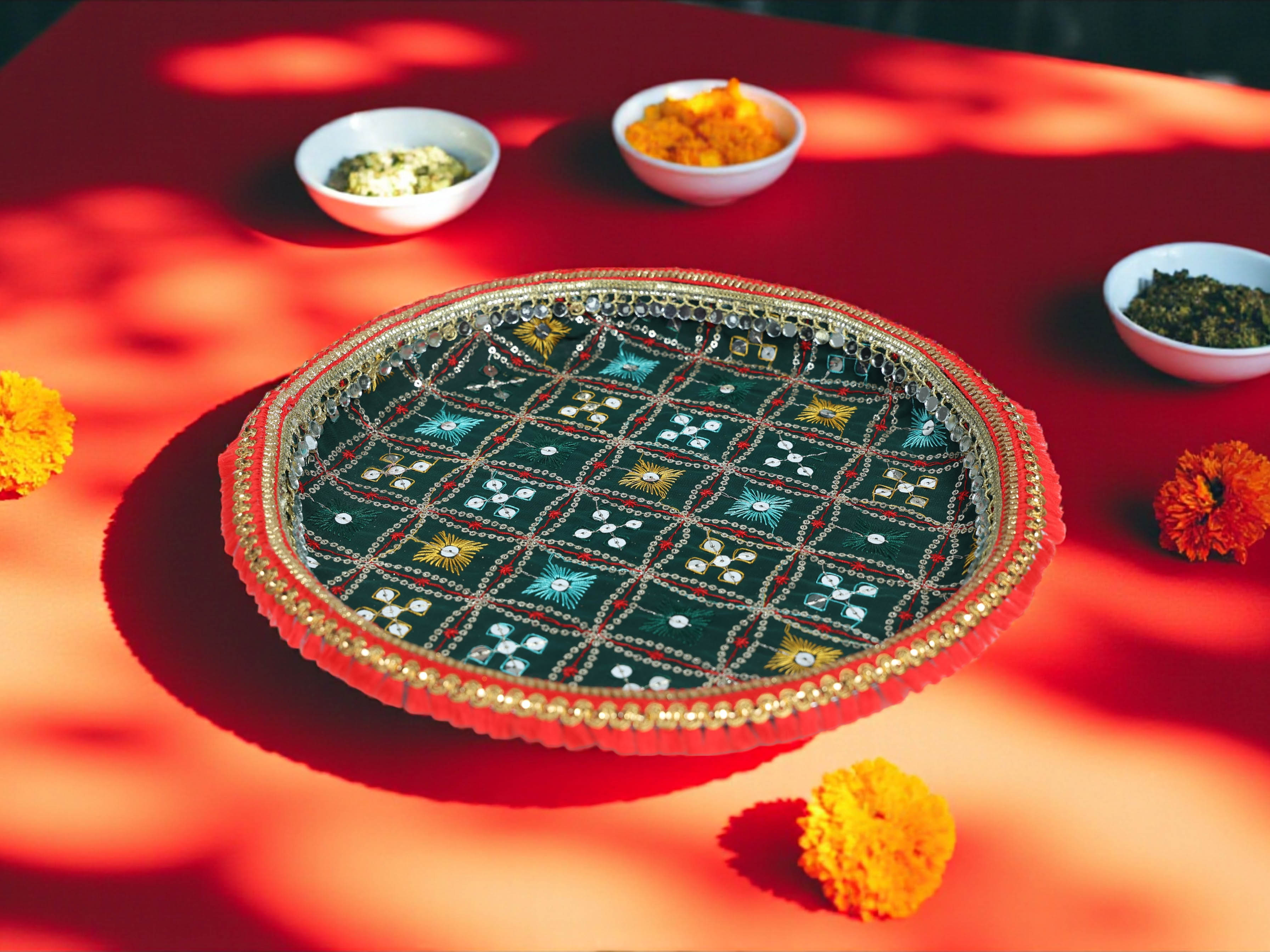 Rajwada Handcrafted Thaal - Green