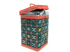 Rajwada Steel Square container - Green