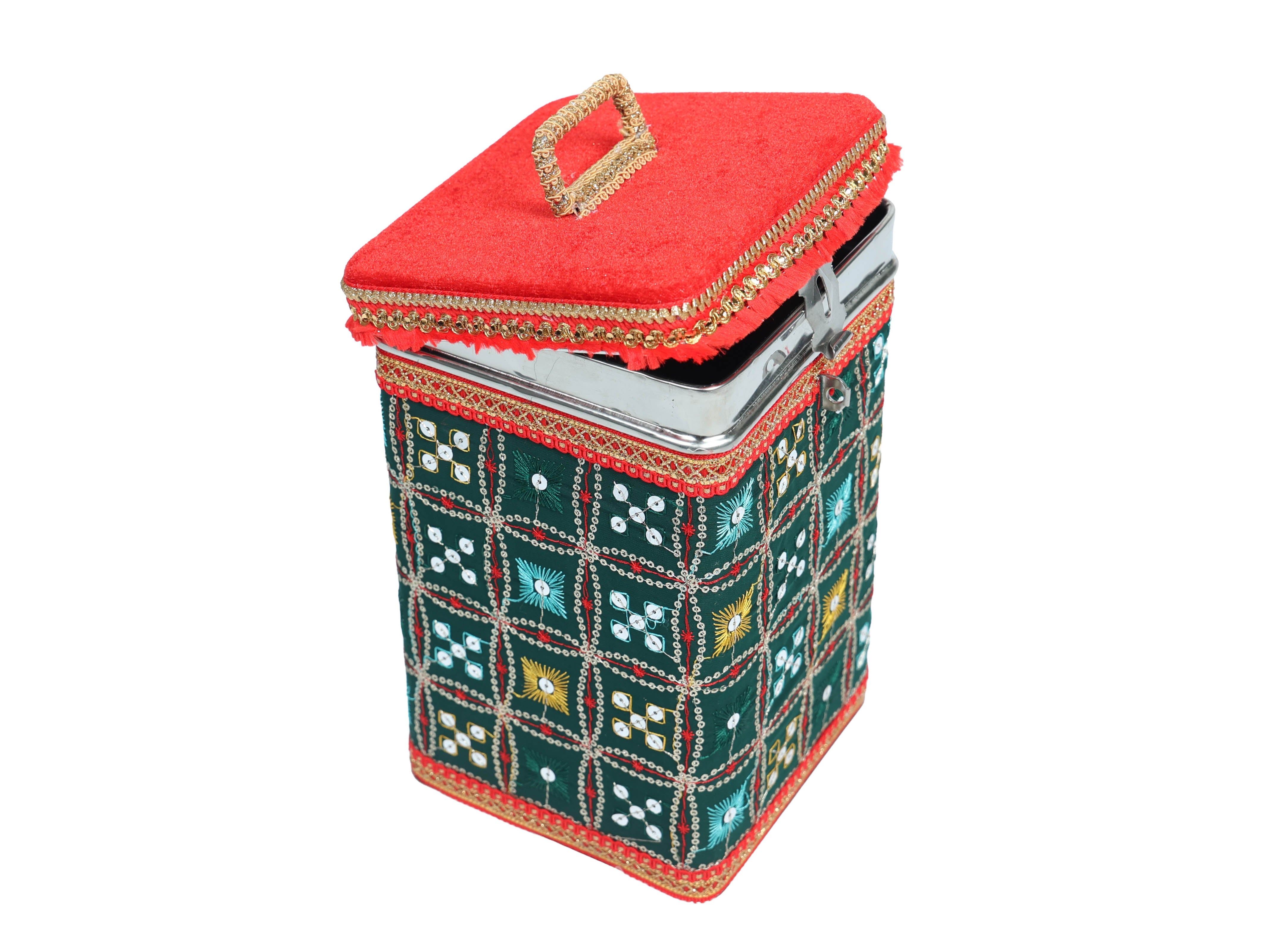 Rajwada Steel Square container - Green