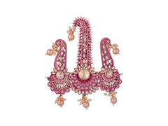 Royal Triple-Design Groom kalgi with Gold Detailing - Peach