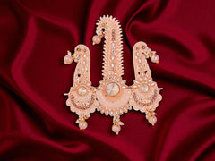 Royal Triple-Design Groom kalgi with Gold Detailing - Peach