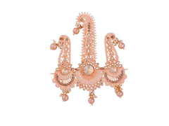 Royal Triple-Design Groom kalgi with Gold Detailing - Peach