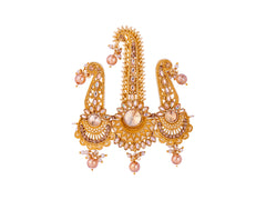 Royal Triple-Design Groom kalgi with Gold Detailing - Peach