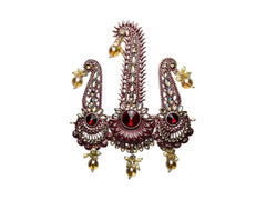 Royal Triple-Design Groom kalgi with Gold Detailing - Peach