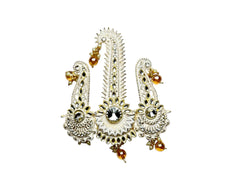 Royal Triple-Design Groom kalgi with Gold Detailing - Peach