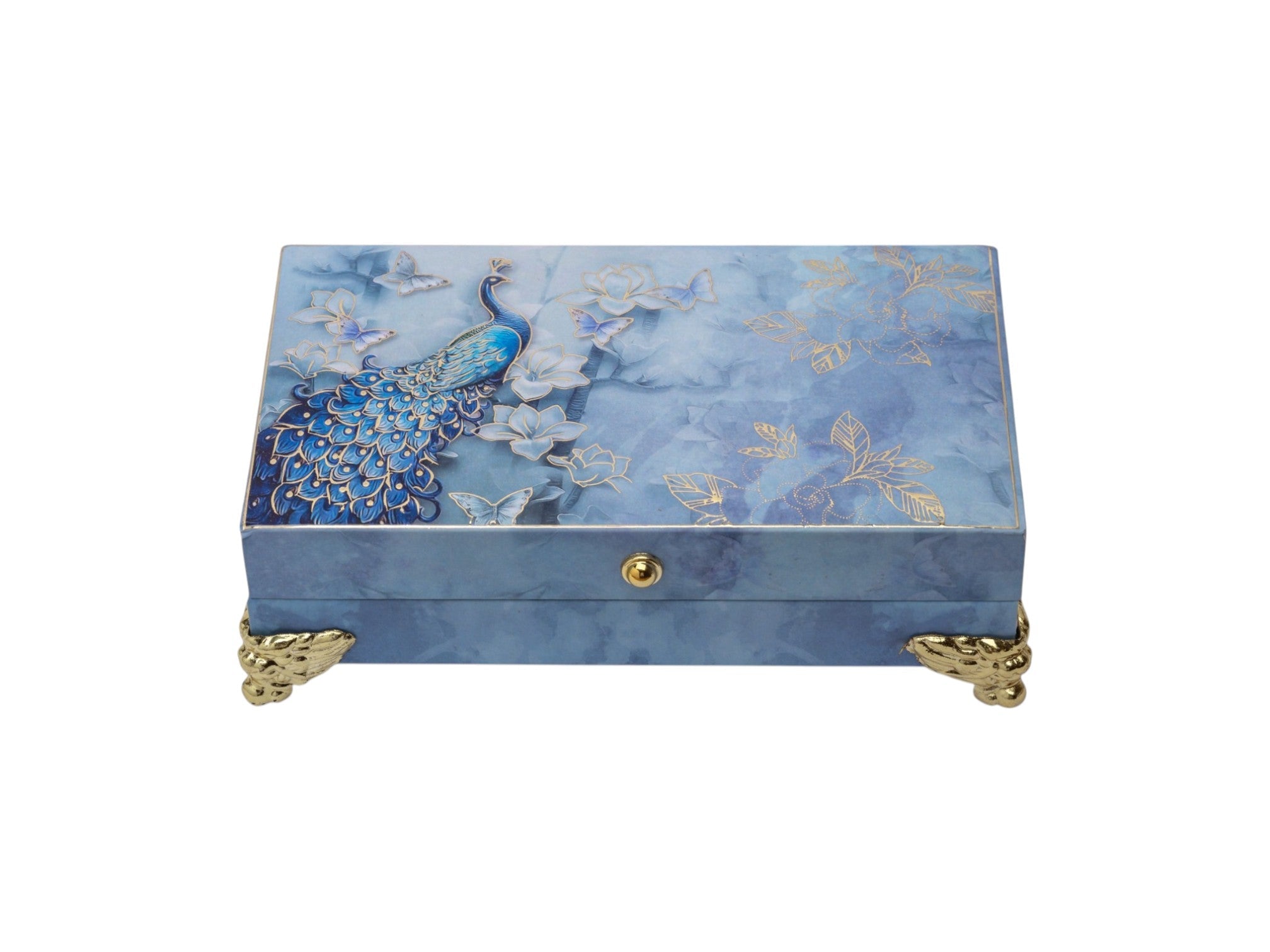 Royal Blue Peacock Cash Box