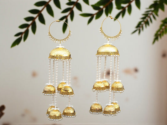 Royal Golden Dome Bridal Kaleera with Pearl Danglers