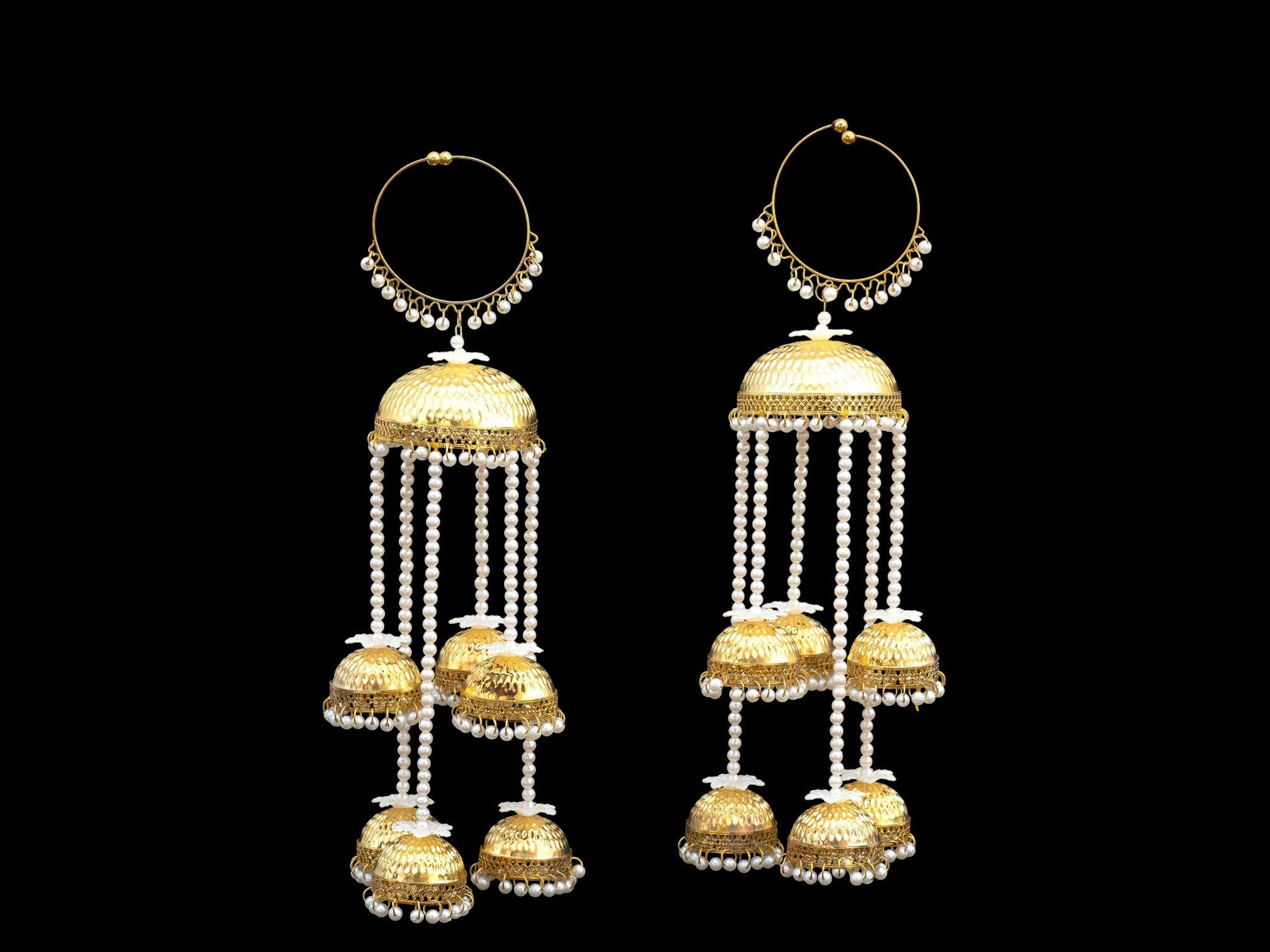 Royal Golden Dome Bridal Kaleera with Pearl Danglers