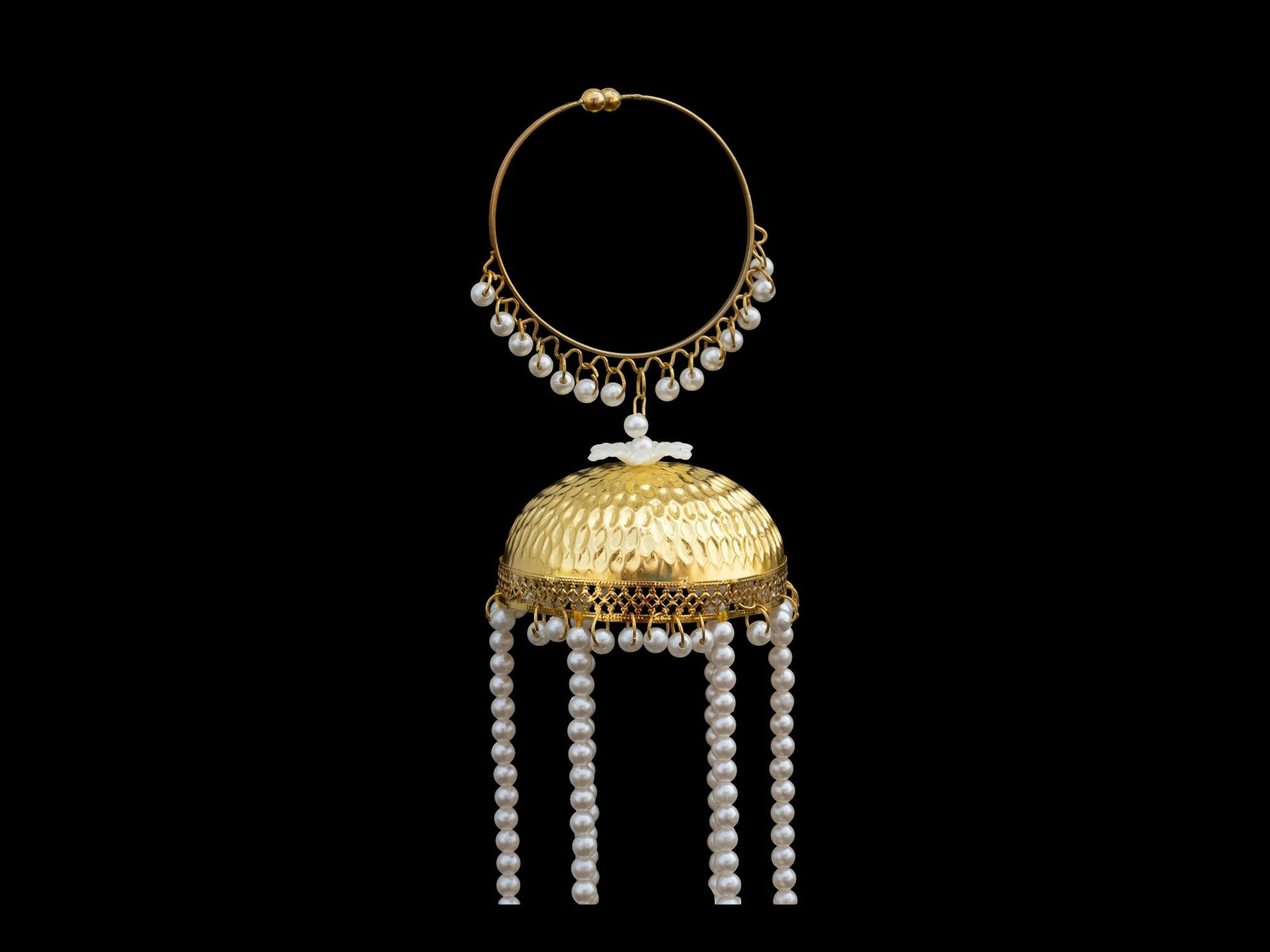 Royal Golden Dome Bridal Kaleera with Pearl Danglers
