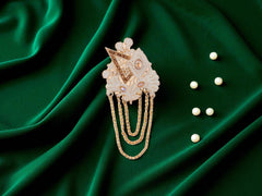Royal Pearl & Kundan Groom's Brooch - Peach