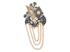 Royal Pearl & Kundan Groom's Brooch - Peach
