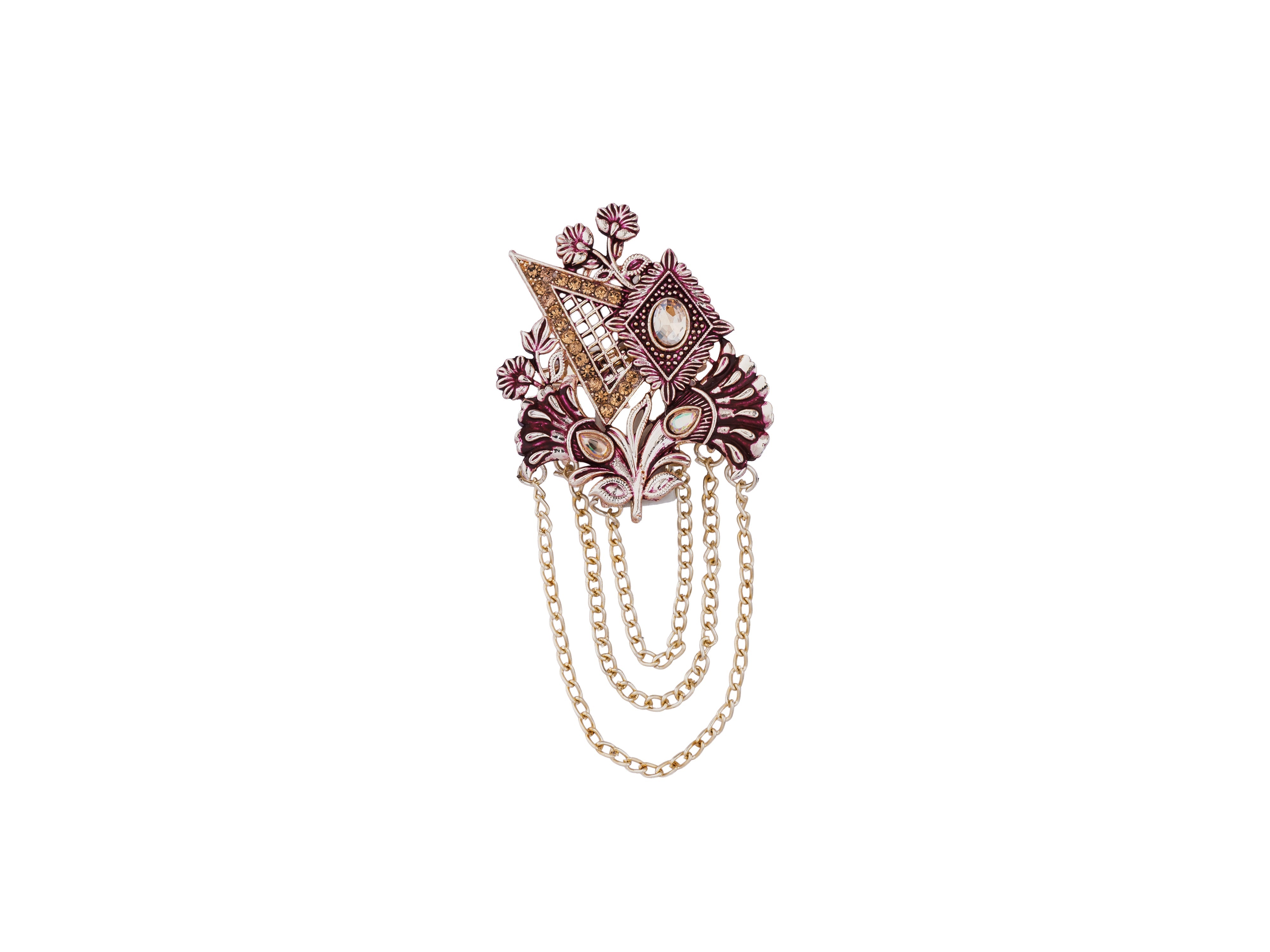 Royal Pearl & Kundan Groom's Brooch - Peach