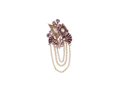 Royal Pearl & Kundan Groom's Brooch - Peach