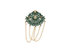 Royal Pearl & Kundan Groom's Brooch - Peach