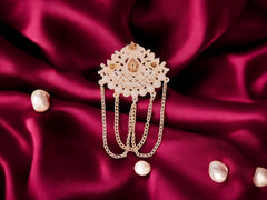 Royal Pearl & Kundan Groom's Brooch - Peach