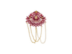 Royal Pearl & Kundan Groom's Brooch - Peach