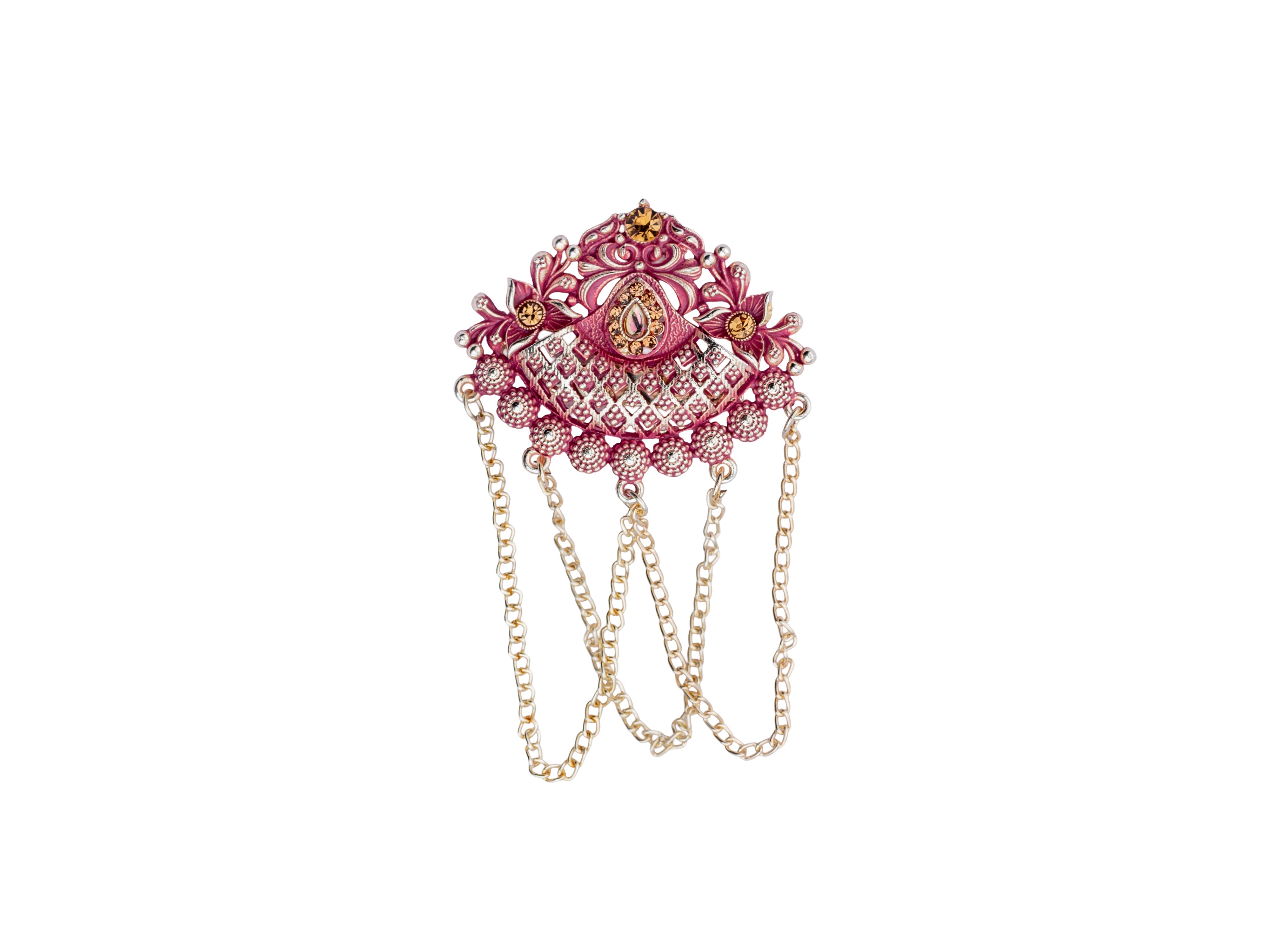Royal Pearl & Kundan Groom's Brooch - Peach
