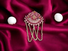 Royal Pearl & Kundan Groom's Brooch - Peach