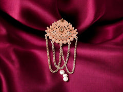 Royal Pearl & Kundan Groom's Brooch - Peach
