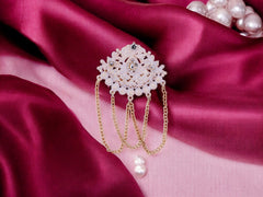 Royal Pearl & Kundan Groom's Brooch - Peach