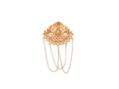Royal Pearl & Kundan Groom's Brooch - Peach