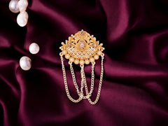 Royal Pearl & Kundan Groom's Brooch - Peach